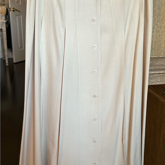 DKNY SILK Button Down SKIRT Size 12 Cream/Subtle Yellow Tone PLEATED Business - Picture 14 of 16